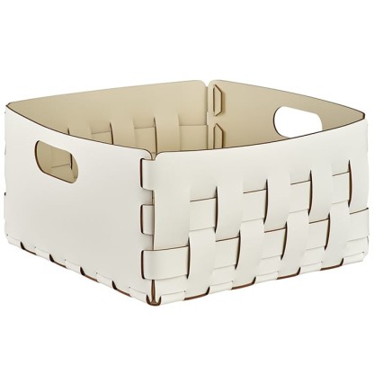 ADJ Корзинка Bottega 35x35x20см., натуральная кожа, цвет: белый/панна котта