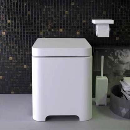 KNIEF Feel Унитаз напольный безободковый 58х39х42 см, с крышкой микролифт , цвет: белый матовый