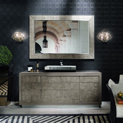 VITAGE milldue edition RITZ Комплект мебели с тумбой под раковину, раковиной LONDRA, зеркалом GINEVRA, 181 см, подвесной, цвет: белый/Alligator gold