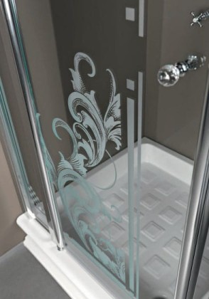 Kerasan Retro Душ. ограждение 100х100х180см., для квадратного поддона 1340, проф.хром, прозрачное стекло+мат.декор