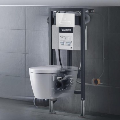 Duravit ME by Starck Унитаз подвесной Rimless 37.5х57.4см, с сиденье SensoWash® Starck f Lite, инсталляция в комплекте, цвет: белый