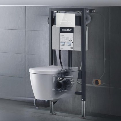 Duravit ME by Starck Унитаз подвесной Rimless 37.5х57.4см, с сиденье SensoWash® Starck f Lite, инсталляция в комплекте, цвет: белый
