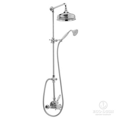 HUBER Victorian Настенная душевая система:термостат для душа,верхний душ,ручной душ с держателем и шланг, цвет: никель матовый