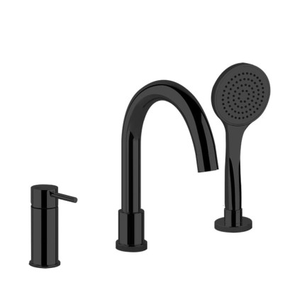 Gessi Emporio Via tortona Смеситель для ванны, на 3 отв., с переключателем, изливом и шлангом 1,50м, цвет: Black XL