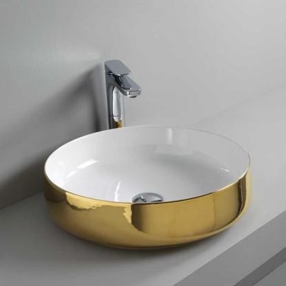 Artceram Cognac Раковина ?42см., накладная, без отв., без перелива, цвет: белый/золото матовое