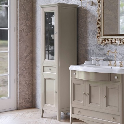 TW Veronica, Колонна 50.2/45x40/37.4xh172см, 1выдв.ящик, 2 распашные дверки, доводчики Blum (петли слева-SX), напольная, цвет: TORTORA, ручки: Riflesso бронза