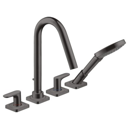 Axor Citterio M Смеситель для ванны, на 4 отв., с ручным душем, цвет: шлифованный черный хром