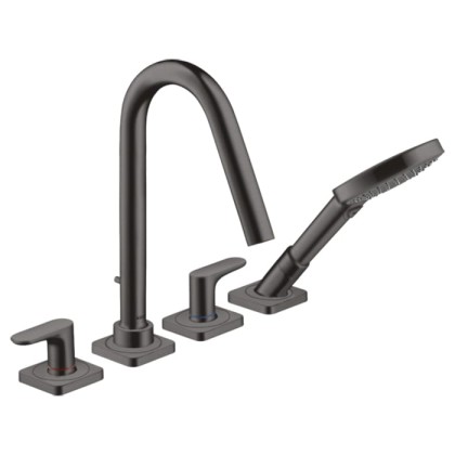 Axor Citterio M Смеситель для ванны, на 4 отв., с ручным душем, цвет: шлифованный черный хром