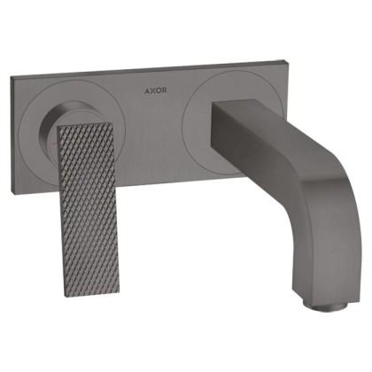 Axor Citterio Смеситель для раковины, встраиваемый, излив: 22см, с панелью, текстура, цвет: шлифованный черный хром