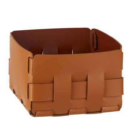 ADJ Корзинка Mini Bottega, 19x19xH13 см., цвет: коньяк/бордо