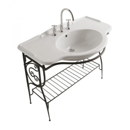 Globo Paestum Консоль напольная 110x60x90см, с раковиной на 1 отв, цвет: состаренный металл