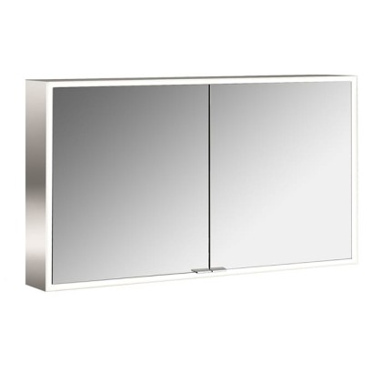 EMCO Prime Зеркальный шкаф 120x70см., с подсветкой, навесной, 2 двери, 2 полки, розетка, цвет: белый
