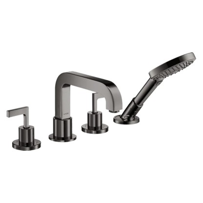 Axor Citterio Смеситель на борт ванны, на 4 отв., с ручкой: рычаг, с ручным душем, цвет: полированный черный хром