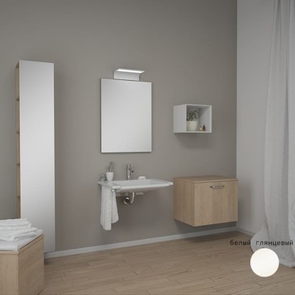 Burgbad Sys30 Шкаф 30х35х176см., подвесной, 1 дверка зеркальная, 5 полок, Sx, цвет: белый глянцевый