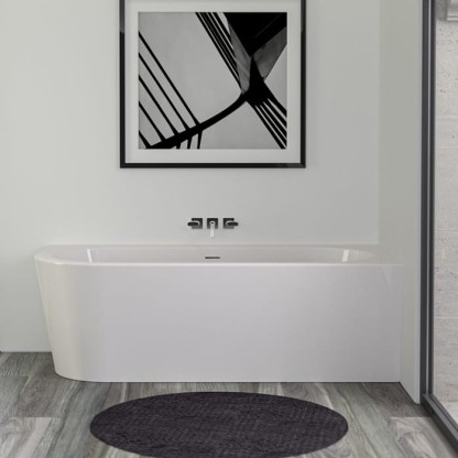 KNIEF Wall Corner L Ванна пристенная с монтажом в правый угол 180х80х60см, с щелевым переливом, со  слив-переливом, цвет: белый