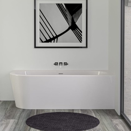 KNIEF Wall Corner L Ванна пристенная с монтажом в правый угол 180х80х60см, с щелевым переливом, со  слив-переливом, цвет: белый