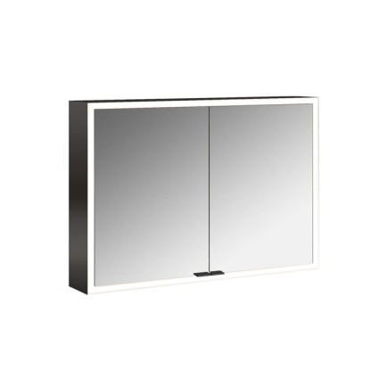 Emco Prime Зеркальный шкаф 100см., с подсветкой LED Facelift навесная модель, 2-дверки, IP 20, цвет черный зеркальная задняя стенка