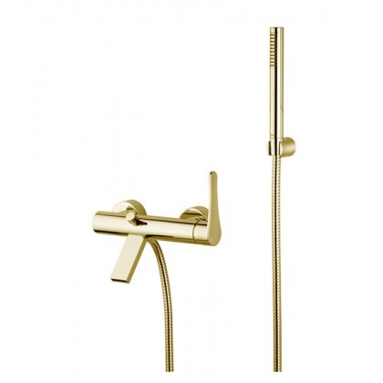 Bongio O'Clock Green Смеситель для ванны, встраиваемый, с ручным душем, с настенным держателем и шлангом, цвет: матовое золото