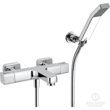 CISAL Cherie Смеситель термостатический настенный для ванны/душа с ручной лейкой,держателем и шлангом, цвет: хром