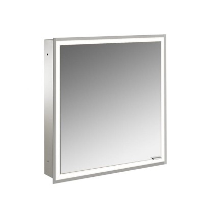 EMCO Prime Зеркальный шкаф 60x70см., с подсветкой, встраиваемый, 1 дверь, L, 2 полки, розетка, цвет: белый