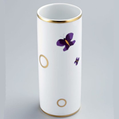 THG CAPUCINE MAUVE DECOR OR Ваза керамическая, настольная, декор золото/лиловый, цвет: белый