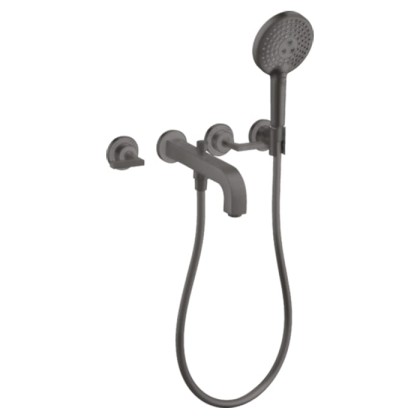 Axor Citterio Смеситель для ванны, встраиваемый, с ручным душем, ручка: рычаг, цвет: шлифованный черный хром