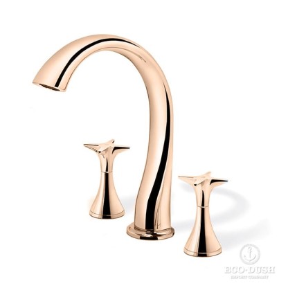 Stella 130 Смеситель для раковины на 3 отверстия 3225, с донным клапаном, цвет: розовое золото