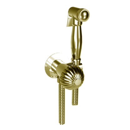 Bongio Radiant Гигиенический душ, с прогрессивным смесителем, шланг 120см., держатель с подводом воды, внешняя часть, цвет: золото