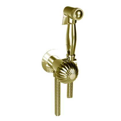 Bongio Radiant Гигиенический душ, с прогрессивным смесителем, шланг 120см., держатель с подводом воды, внешняя часть, цвет: золото