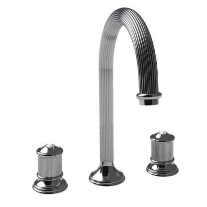 Bongio ROYALE80 Смеситель для раковины, 3 отв., с донным клапаном, цвет: хром/swarovski