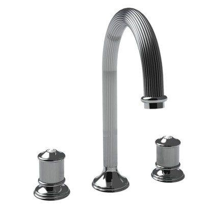 Bongio ROYALE80 Смеситель для раковины, 3 отв., с донным клапаном, цвет: хром/swarovski