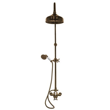 Gattoni PD Душевая колонка с термостатическим смесителем, верхним душем и лейкой, цвет: бронза