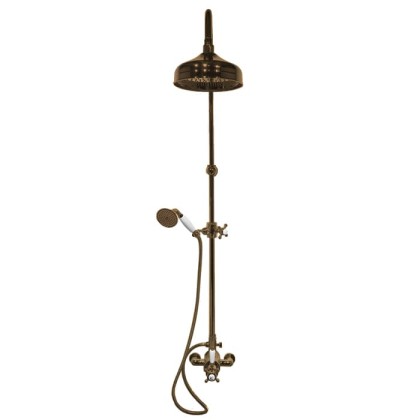 Gattoni PD Душевая колонка с термостатическим смесителем, верхним душем и лейкой, цвет: бронза