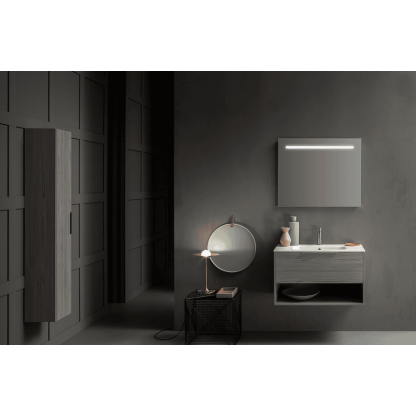 Cerasa Assolo Комплект: база подвесн с ящиком, цвет la/co + столешница из мин/мрам, цвет бел. с 1отв 85x51,5x h50см + зеркало 85*h70 со светильник LED, цвет: larice cosmopolitan