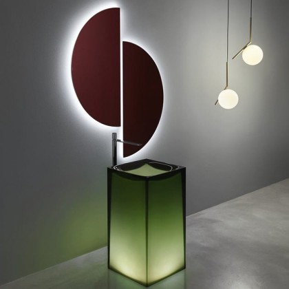 Antonio Lupi Aura Раковина 45х45х85 см, без отв., напольная, слив в пол, с дон. клапан, сифоном и трубой слива, Cristalmood, цвет: Bottiglia