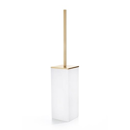 3SC Mood White Туалетный ёршик, напольный, композит Solid Surface, цвет: белый матовый/золото 24к.