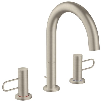 Axor Uno Смеситель для раковины 200, на 3 отв., излив 160мм, с панелью, с донным клапаном, цвет: шлифованный никель