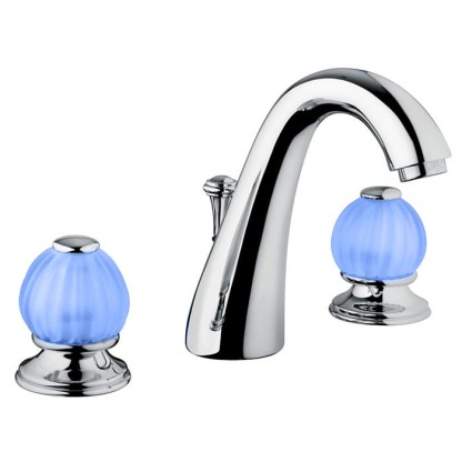 Bongio Rivoli Смеситель для раковины, 3 отв., цвет: хром/Royal Blue 08