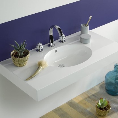 THG Ithaque decor platine Смеситель для раковины, 3 отв., цвет: хром/платина/белый фарфор