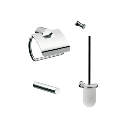 Emco Rondo2 Комплект для унитаза: ершик, держатель туалетной бумаги, держатель запасного рулона туалетной бумаги, крючек, цвет: хром