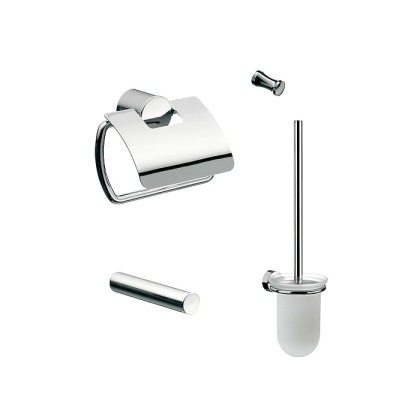 Emco Rondo2 Комплект для унитаза: ершик, держатель туалетной бумаги, держатель запасного рулона туалетной бумаги, крючек, цвет: хром