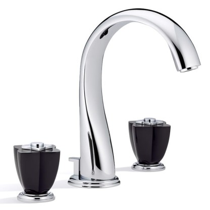 THG Petale de Cristal noir Смеситель для раковины, 3 отв., цвет: хром/черный хрусталь