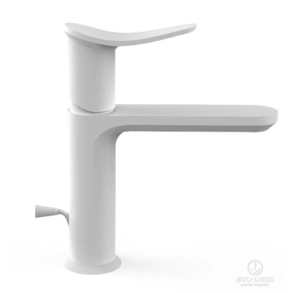 HUBER Harlock Смеситель однорычажный для раковины на 1 отверстие с донным клапаном, цвет: белый матовый