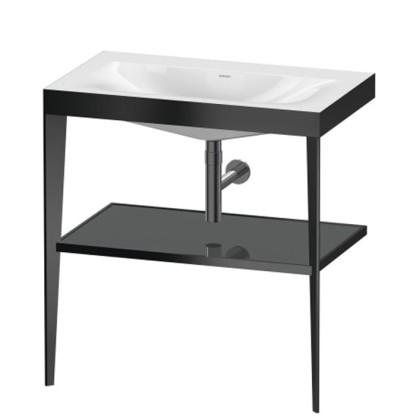 Duravit XViu Консоль напольная, 80x48x85см, с полкой, с раковиной без перелива, без отв., цвет: black matt/black high gloss lacquer