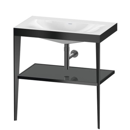 Duravit XViu Консоль напольная, 80x48x85см, с полкой, с раковиной без перелива, без отв., цвет: black matt/black high gloss lacquer
