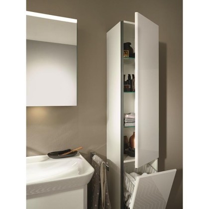 Burgbad Iveo Пенал 176х32х35см, 1 дверь, петли справа, 1 ящик для белья, 3 полки стекл, 1 полка несъемная, ручка глянец белый G0161, подвесная, цвет: F2833