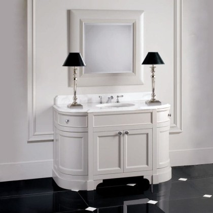 Devon&Devon Season Комплект мебели,  мрамор bianco carrara, раковина встраиваемая, столешница с 3 отверстиями под смеситель, 128 см, напольный, цвет базы: off white