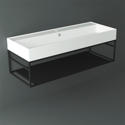 Simas Agile Структура металлическая 121x46xh28см, подвесная, для раковины с 1 отв., AG121, с 1 полкой, цвет: черный матовый