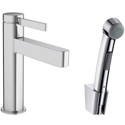 Hansgrohe Finoris Смеситель для раковины, 1 отв., с набором для биде и со шлангом 160см., цвет: хром