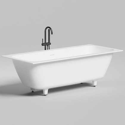 Salini Orlanda Axis KIT Встраиваемая ванна на ножках 180х80х60cм., "Up&Down", сифон, интегрированный слив-перелив, материал: S-Sense, цвет: белый глянцевый